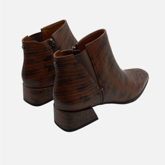 New FRANCO SARTO Nico Faux Leather Snake skin ankle bootie brown & black boots 6 - Picture 5 of 7